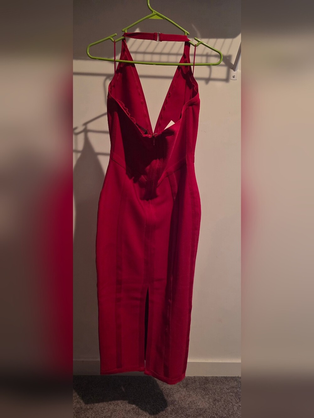 Red Hot Confidence: The Sculpting Halter Midi By AKIRA - Picture 7 of 8